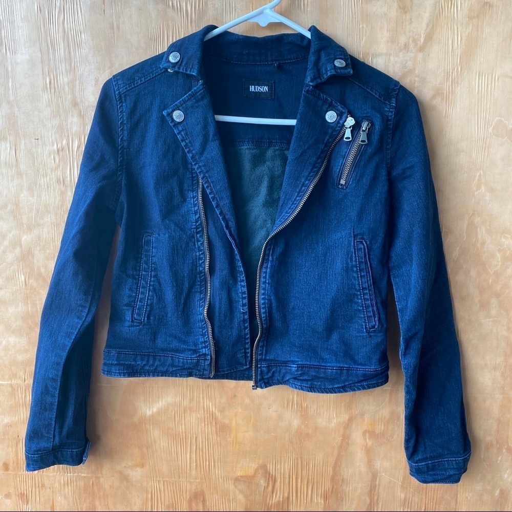 Hudson Youth Large Denim Moto Jacket Blue